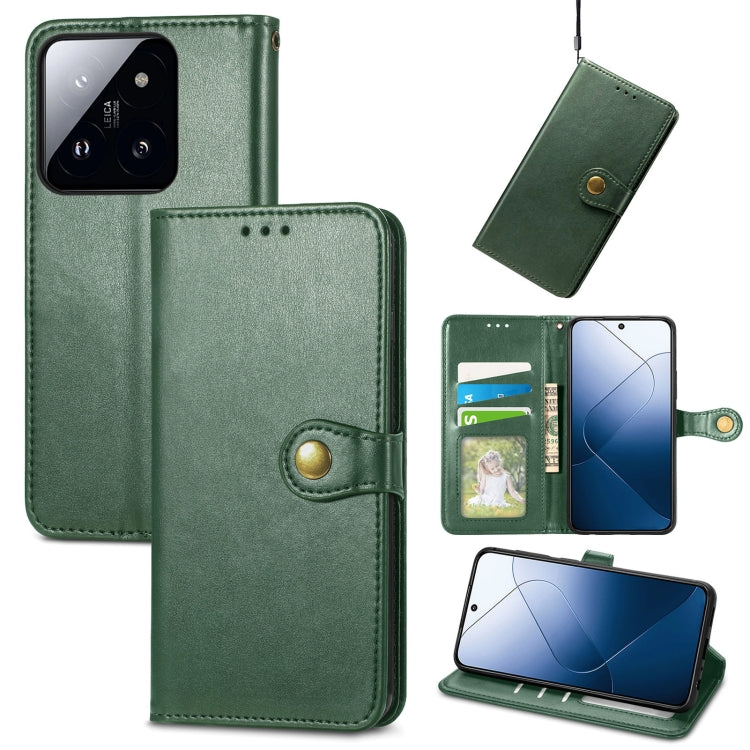 Green retro leather phone wallet case with buckle; front cover shown with card pocket