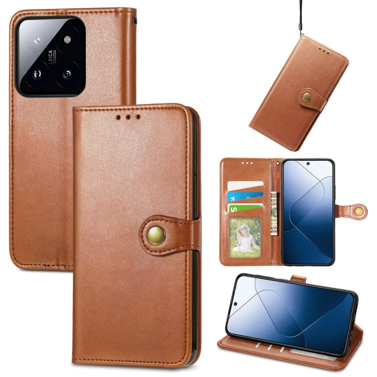 Brown retro leather phone wallet case with buckle; open front shows card pocket