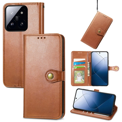 Brown retro leather phone wallet case with buckle; open front shows card pocket