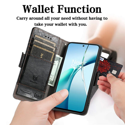 Black leather wallet phone case with card slots and magnetic clasp closure
