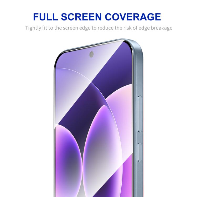 Full-coverage tempered glass screen protector with slim side edge for phone display