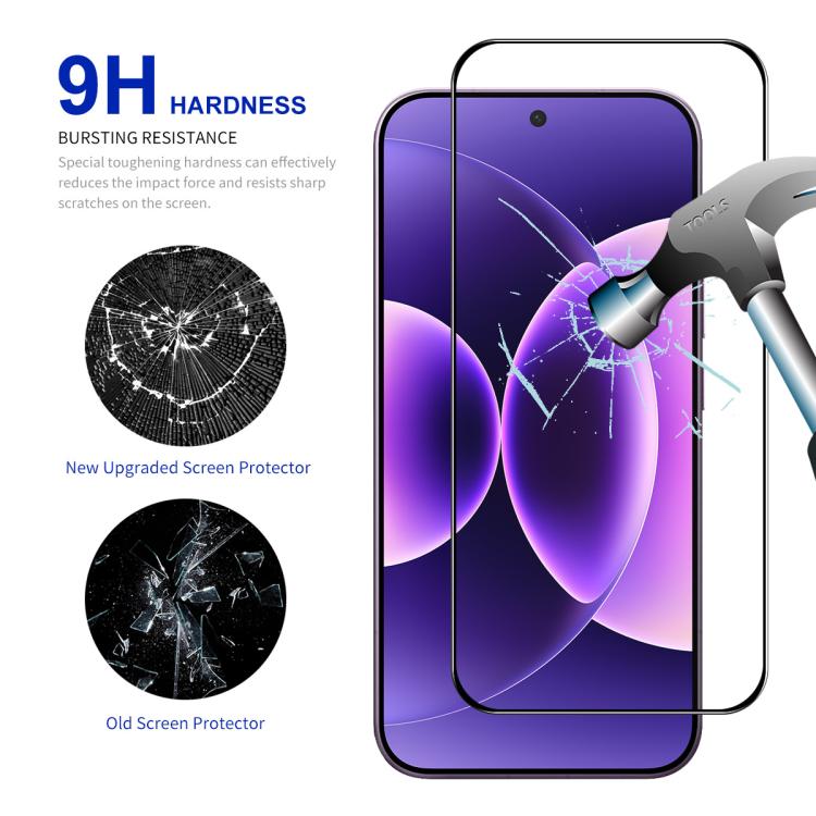 Tempered glass screen protector with 9H hardness and protective anti-scratch coverage