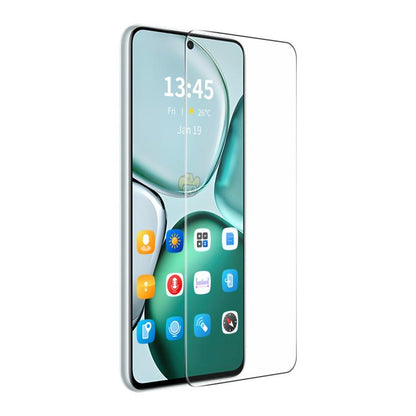 Tempered glass screen protector film on a smartphone with a 13:45 lock screen