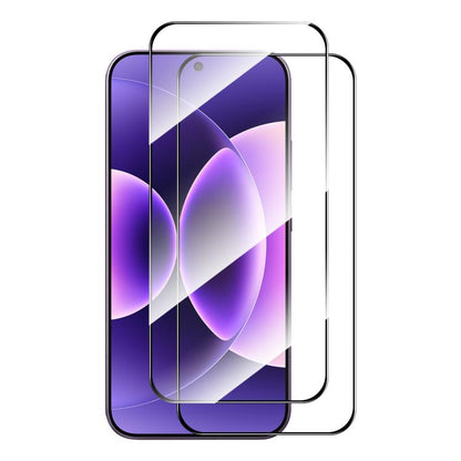 2-pack tempered glass screen protector films, clear with rounded edges