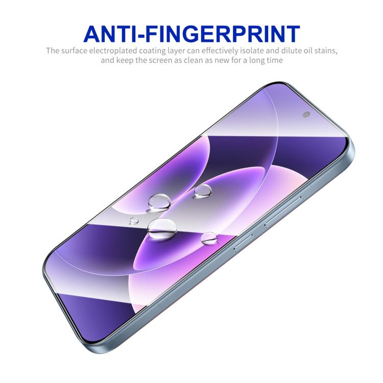 Tempered glass screen protector with anti-fingerprint style water droplets