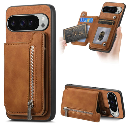 Retro MagSafe Zipper Wallet Card Bag Back Phone Case, For Google Pixel 11 Pro XL, For Google Pixel 11, For Google Pixel 11 Pro, For Google Pixel 10 Pro XL, For Google Pixel 9 Pro XL, For Google Pixel 8a, For Google Pixel 8 Pro, For Google Pixel 8      ...