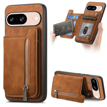Retro MagSafe Zipper Wallet Card Bag Back Phone Case, For Google Pixel 11 Pro XL, For Google Pixel 11, For Google Pixel 11 Pro, For Google Pixel 10 Pro XL, For Google Pixel 9 Pro XL, For Google Pixel 8a, For Google Pixel 8 Pro, For Google Pixel 8      ...