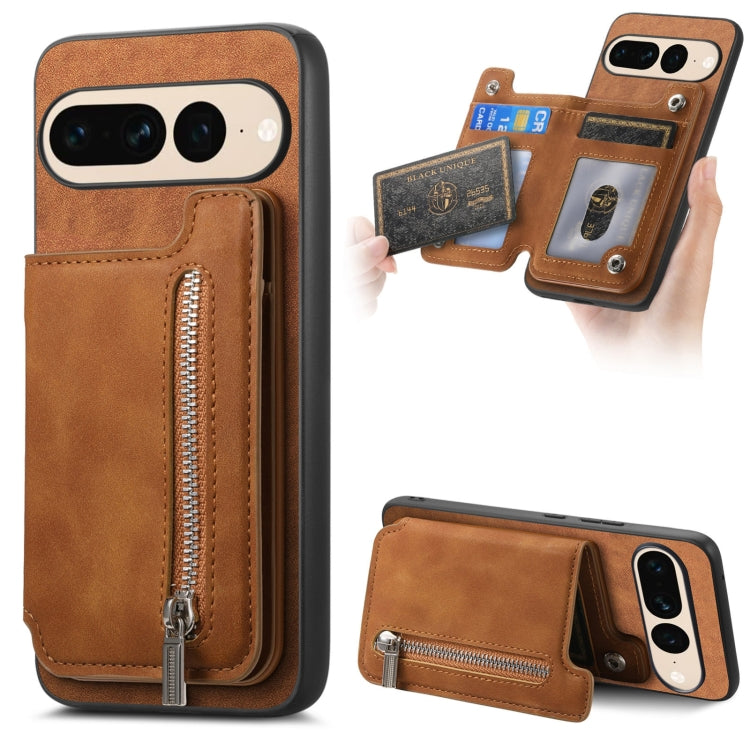 Retro MagSafe Zipper Wallet Card Bag Back Phone Case, For Google Pixel 11 Pro XL, For Google Pixel 11, For Google Pixel 11 Pro, For Google Pixel 10 Pro XL, For Google Pixel 9 Pro XL, For Google Pixel 8a, For Google Pixel 8 Pro, For Google Pixel 8      ...