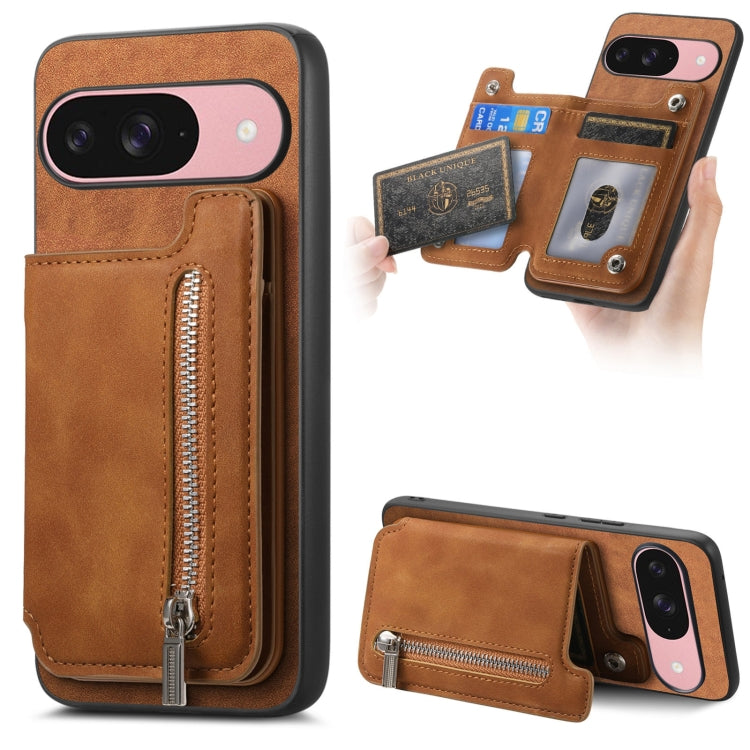 Retro MagSafe Zipper Wallet Card Bag Back Phone Case, For Google Pixel 11 Pro XL, For Google Pixel 11, For Google Pixel 11 Pro, For Google Pixel 10 Pro XL, For Google Pixel 9 Pro XL, For Google Pixel 8a, For Google Pixel 8 Pro, For Google Pixel 8      ...