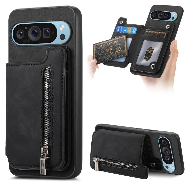 Retro MagSafe Zipper Wallet Card Bag Back Phone Case, For Google Pixel 11 Pro XL, For Google Pixel 11, For Google Pixel 11 Pro, For Google Pixel 10 Pro XL, For Google Pixel 9 Pro XL, For Google Pixel 8a, For Google Pixel 8 Pro, For Google Pixel 8      ...