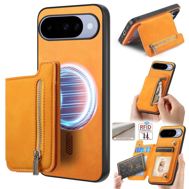 Retro MagSafe Zipper Wallet Card Bag Back Phone Case, For Google Pixel 11 Pro XL, For Google Pixel 11, For Google Pixel 11 Pro, For Google Pixel 10 Pro XL, For Google Pixel 9 Pro XL, For Google Pixel 8a, For Google Pixel 8 Pro, For Google Pixel 8      ...