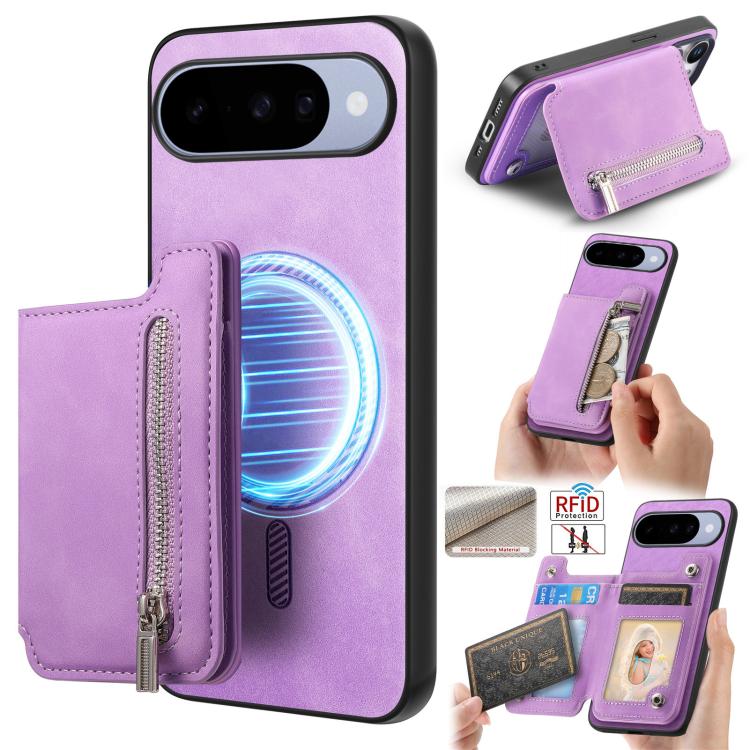 Retro MagSafe Zipper Wallet Card Bag Back Phone Case, For Google Pixel 11 Pro XL, For Google Pixel 11, For Google Pixel 11 Pro, For Google Pixel 10 Pro XL, For Google Pixel 9 Pro XL, For Google Pixel 8a, For Google Pixel 8 Pro, For Google Pixel 8      ...