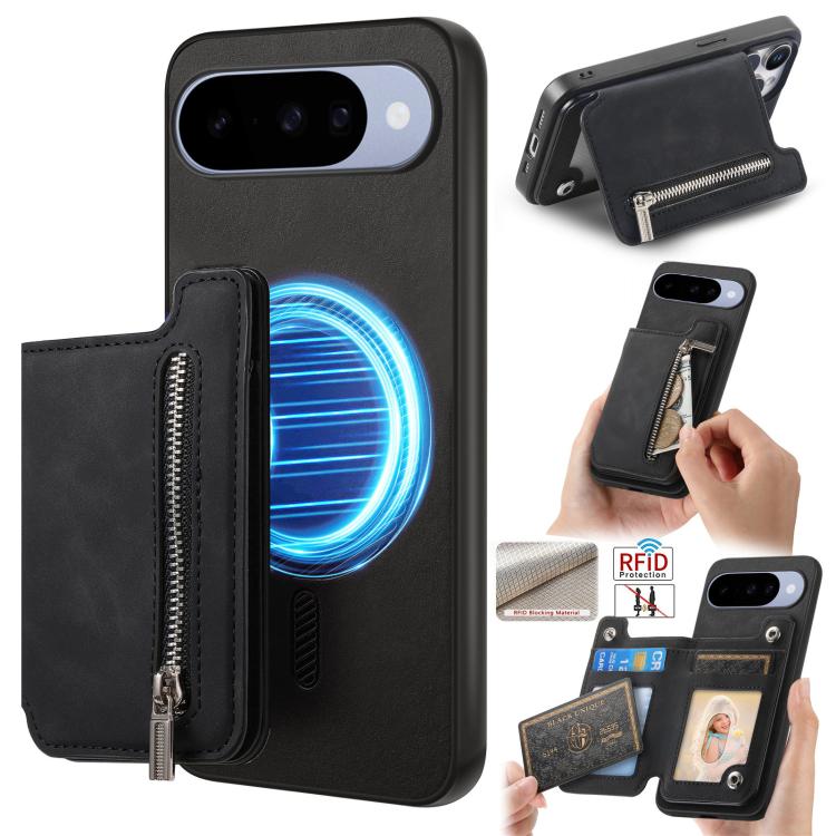 Retro MagSafe Zipper Wallet Card Bag Back Phone Case, For Google Pixel 11 Pro XL, For Google Pixel 11, For Google Pixel 11 Pro, For Google Pixel 10 Pro XL, For Google Pixel 9 Pro XL, For Google Pixel 8a, For Google Pixel 8 Pro, For Google Pixel 8      ...