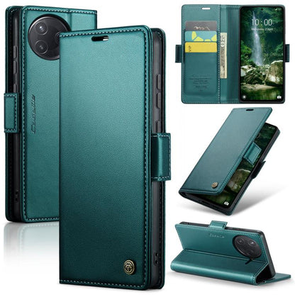 Teal litchi-texture leather wallet phone case with magnetic flip and card slots