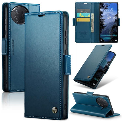 Blue litchi-texture leather wallet phone case with magnetic flip and card slots