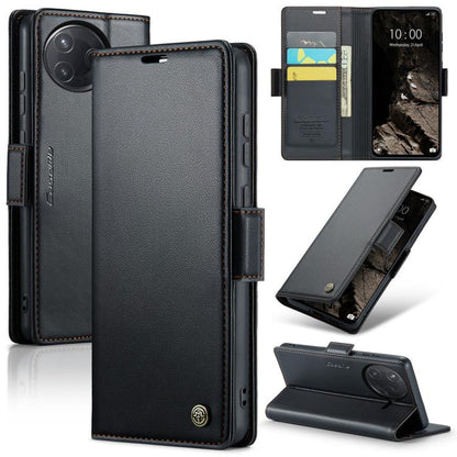 Black litchi-texture leather wallet phone case with magnetic flip and card slots