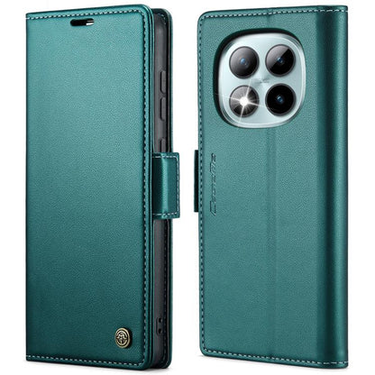 CaseMe litchi-texture leather wallet phone case with flip cover and buckle, teal, triple-camera cutout