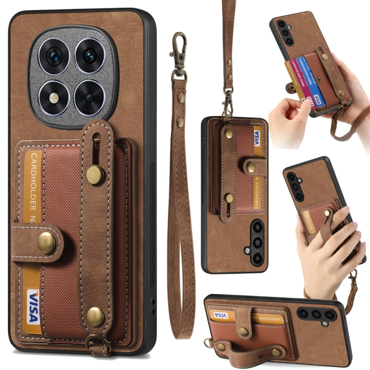 Retro Cross Wristband Wallet Leather Back Phone Case, For Xiaomi Redmi Note 14 5G, For Xiaomi Redmi Note 14 Pro+ 5G, For Xiaomi Redmi Note 14 Pro 5G
