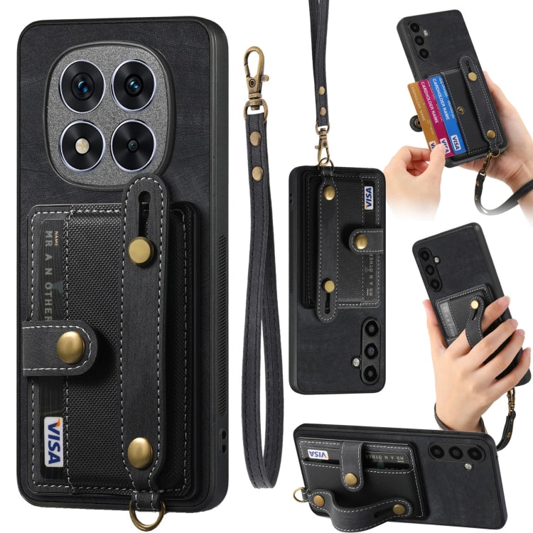 Retro Cross Wristband Wallet Leather Back Phone Case, For Xiaomi Redmi Note 14 5G, For Xiaomi Redmi Note 14 Pro+ 5G, For Xiaomi Redmi Note 14 Pro 5G