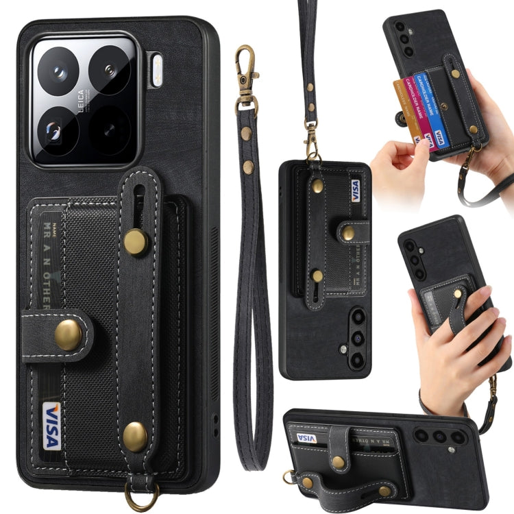 Retro Cross Wristband Wallet Leather Back Phone Case, For Redmi Note 15 Pro+ 5G, For Redmi Note 15 4G / 5G Global 164mm, For Redmi Note 15 Pro 4G Global 163.2mm, For Xiaomi 17 Pro Max, For Redmi Note 15 Pro 5G, For Xiaomi 17 Pro, For Xiaomi 15T Pro    ...