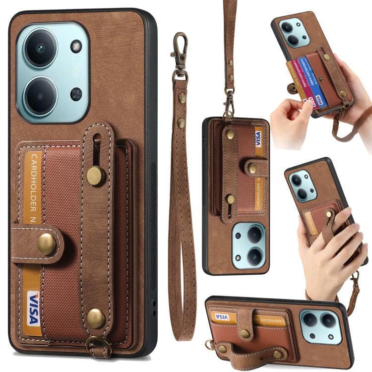 Retro Cross Wristband Wallet Leather Back Phone Case, For Redmi Note 15 Pro+ 5G, For Redmi Note 15 4G / 5G Global 164mm, For Redmi Note 15 Pro 4G Global 163.2mm, For Xiaomi 17 Pro Max, For Redmi Note 15 Pro 5G, For Xiaomi 17 Pro, For Xiaomi 15T Pro    ...