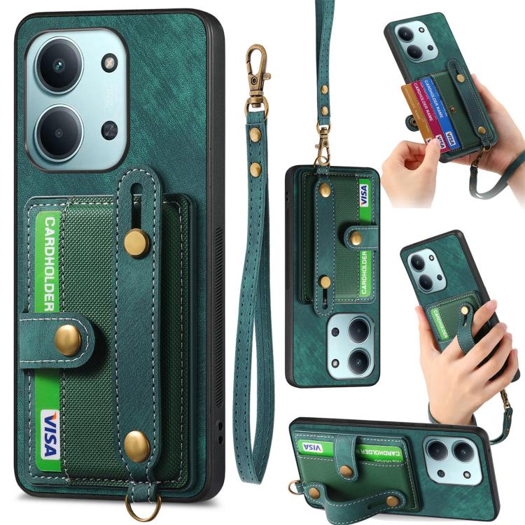 Retro Cross Wristband Wallet Leather Back Phone Case, For Redmi Note 15 Pro+ 5G, For Redmi Note 15 4G / 5G Global 164mm, For Redmi Note 15 Pro 4G Global 163.2mm, For Xiaomi 17 Pro Max, For Redmi Note 15 Pro 5G, For Xiaomi 17 Pro, For Xiaomi 15T Pro    ...