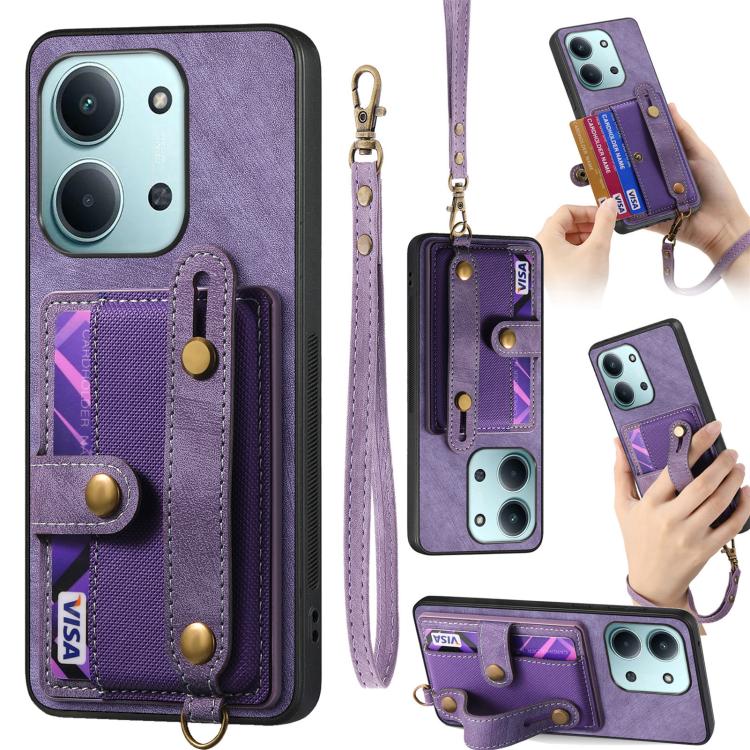 Retro Cross Wristband Wallet Leather Back Phone Case, For Redmi Note 15 Pro+ 5G, For Redmi Note 15 4G / 5G Global 164mm, For Redmi Note 15 Pro 4G Global 163.2mm, For Xiaomi 17 Pro Max, For Redmi Note 15 Pro 5G, For Xiaomi 17 Pro, For Xiaomi 15T Pro    ...