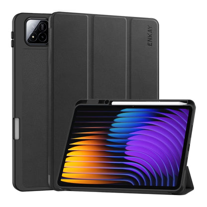 ENKAY Tri-fold Custer Texture TPU Leather Smart Tablet Case with Pen Slot, For Xiaomi Redmi K Pad 2 8.8 2026, For Xiaomi Pad 7 / 7 Pro 11.2