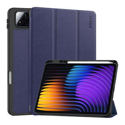 ENKAY Tri-fold Custer Texture TPU Leather Smart Tablet Case with Pen Slot, For Xiaomi Redmi K Pad 2 8.8 2026, For Xiaomi Pad 7 / 7 Pro 11.2