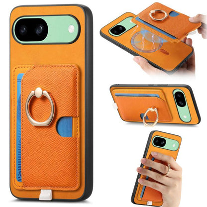 Retro Cross Leather Ring Side Insert Card Bag MagSafe Phone Case, Foor Google Pixel 11 Pro XL, For Google Pixel 11, For Google Pixel 11 Pro, For Google Pixel 10 Pro XL, For Google Pixel 9a, For Google Pixel 9 Pro XL, For Google Pixel 8a                ...