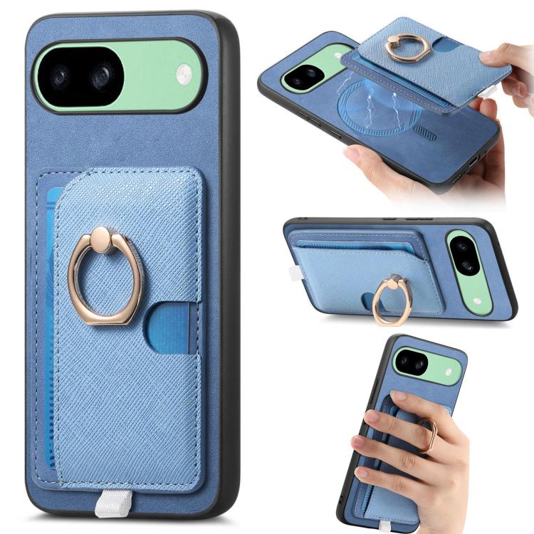 Retro Cross Leather Ring Side Insert Card Bag MagSafe Phone Case, Foor Google Pixel 11 Pro XL, For Google Pixel 11, For Google Pixel 11 Pro, For Google Pixel 10 Pro XL, For Google Pixel 9a, For Google Pixel 9 Pro XL, For Google Pixel 8a                ...