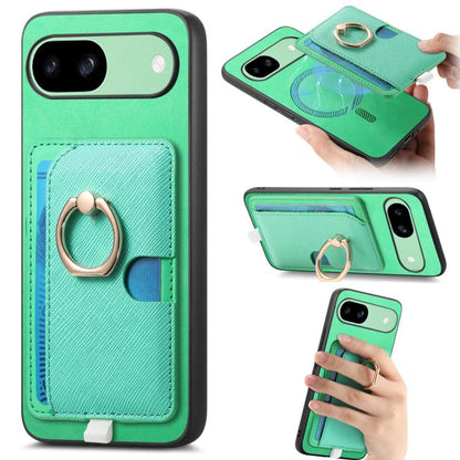 Retro Cross Leather Ring Side Insert Card Bag MagSafe Phone Case, Foor Google Pixel 11 Pro XL, For Google Pixel 11, For Google Pixel 11 Pro, For Google Pixel 10 Pro XL, For Google Pixel 9a, For Google Pixel 9 Pro XL, For Google Pixel 8a                ...