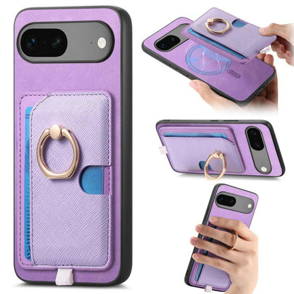 Retro Cross Leather Ring Side Insert Card Bag MagSafe Phone Case, Foor Google Pixel 11 Pro XL, For Google Pixel 11, For Google Pixel 11 Pro, For Google Pixel 10 Pro XL, For Google Pixel 9a, For Google Pixel 9 Pro XL, For Google Pixel 8a                ...