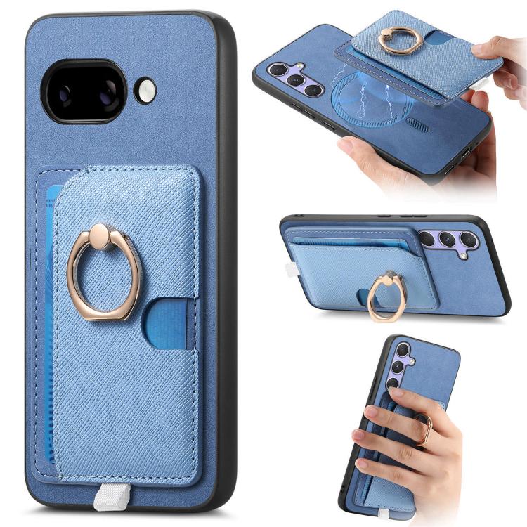 Retro Cross Leather Ring Side Insert Card Bag MagSafe Phone Case, Foor Google Pixel 11 Pro XL, For Google Pixel 11, For Google Pixel 11 Pro, For Google Pixel 10 Pro XL, For Google Pixel 9a, For Google Pixel 9 Pro XL, For Google Pixel 8a                ...