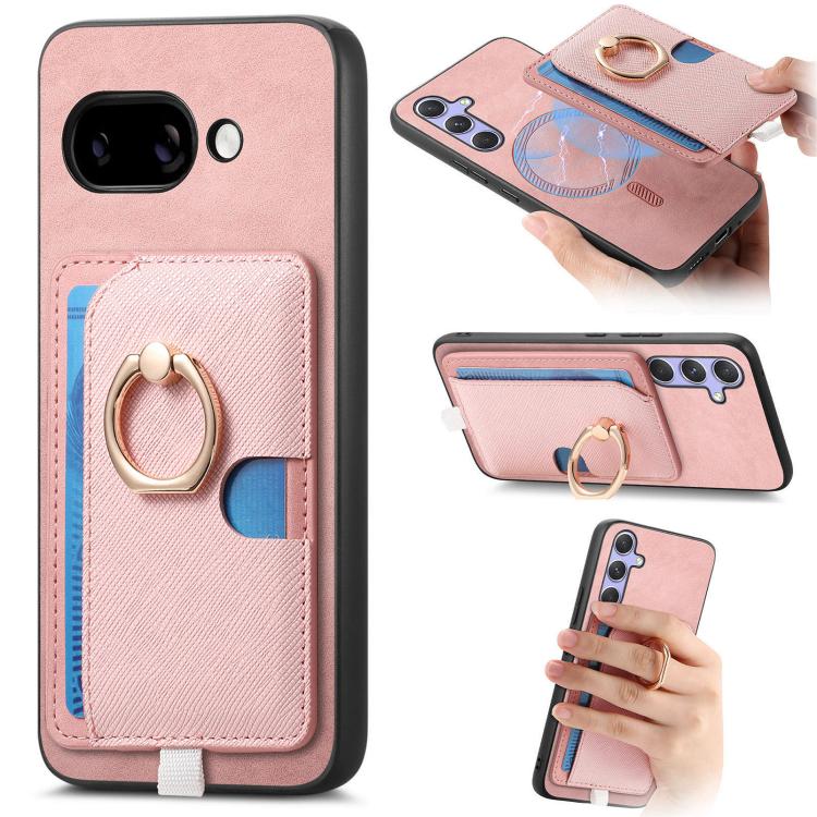 Retro Cross Leather Ring Side Insert Card Bag MagSafe Phone Case, Foor Google Pixel 11 Pro XL, For Google Pixel 11, For Google Pixel 11 Pro, For Google Pixel 10 Pro XL, For Google Pixel 9a, For Google Pixel 9 Pro XL, For Google Pixel 8a                ...