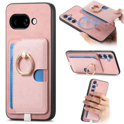 Retro Cross Leather Ring Side Insert Card Bag MagSafe Phone Case, Foor Google Pixel 11 Pro XL, For Google Pixel 11, For Google Pixel 11 Pro, For Google Pixel 10 Pro XL, For Google Pixel 9a, For Google Pixel 9 Pro XL, For Google Pixel 8a                ...