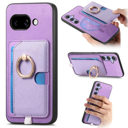 Retro Cross Leather Ring Side Insert Card Bag MagSafe Phone Case, Foor Google Pixel 11 Pro XL, For Google Pixel 11, For Google Pixel 11 Pro, For Google Pixel 10 Pro XL, For Google Pixel 9a, For Google Pixel 9 Pro XL, For Google Pixel 8a                ...