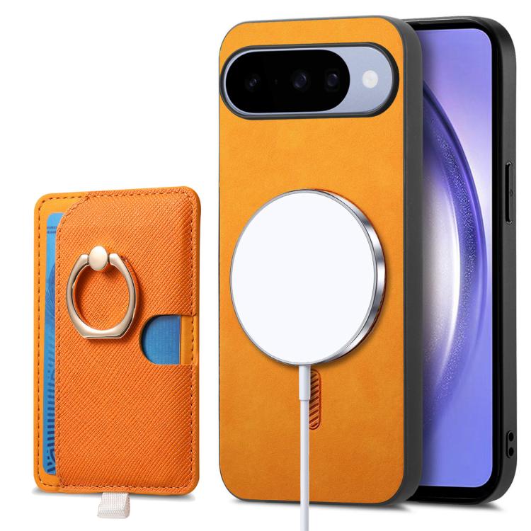 Retro Cross Leather Ring Side Insert Card Bag MagSafe Phone Case, Foor Google Pixel 11 Pro XL, For Google Pixel 11, For Google Pixel 11 Pro, For Google Pixel 10 Pro XL, For Google Pixel 9a, For Google Pixel 9 Pro XL, For Google Pixel 8a                ...