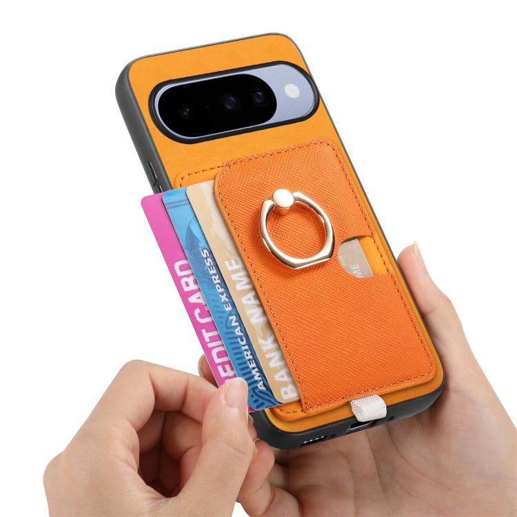Retro Cross Leather Ring Side Insert Card Bag MagSafe Phone Case, Foor Google Pixel 11 Pro XL, For Google Pixel 11, For Google Pixel 11 Pro, For Google Pixel 10 Pro XL, For Google Pixel 9a, For Google Pixel 9 Pro XL, For Google Pixel 8a                ...
