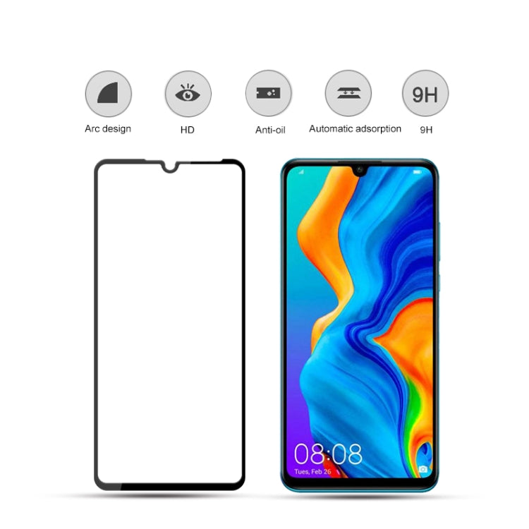 Tempered glass screen protector film with 9H hardness, shown in front and rear views