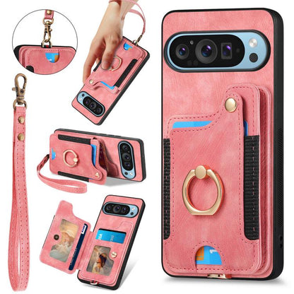 Retro Skin-feel Ring Multi-card Wallet Phone Case, For Google Pixel 11 Pro XL, For Google Pixel 11, For Google Pixel 11 Pro, For Google Pixel 10 Pro XL, For Google Pixel 9a, For Google Pixel 9 Pro XL, For Google Pixel 8a, For Google Pixel 8 Pro        ...