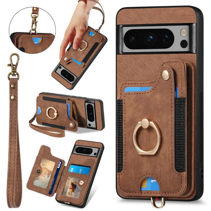 Retro Skin-feel Ring Multi-card Wallet Phone Case, For Google Pixel 11 Pro XL, For Google Pixel 11, For Google Pixel 11 Pro, For Google Pixel 10 Pro XL, For Google Pixel 9a, For Google Pixel 9 Pro XL, For Google Pixel 8a, For Google Pixel 8 Pro        ...