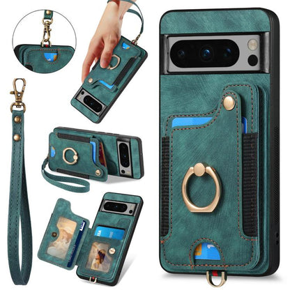 Retro Skin-feel Ring Multi-card Wallet Phone Case, For Google Pixel 11 Pro XL, For Google Pixel 11, For Google Pixel 11 Pro, For Google Pixel 10 Pro XL, For Google Pixel 9a, For Google Pixel 9 Pro XL, For Google Pixel 8a, For Google Pixel 8 Pro        ...