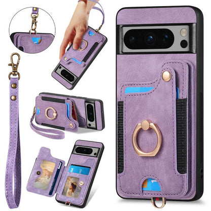 Retro Skin-feel Ring Multi-card Wallet Phone Case, For Google Pixel 11 Pro XL, For Google Pixel 11, For Google Pixel 11 Pro, For Google Pixel 10 Pro XL, For Google Pixel 9a, For Google Pixel 9 Pro XL, For Google Pixel 8a, For Google Pixel 8 Pro        ...