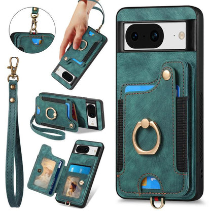 Retro Skin-feel Ring Multi-card Wallet Phone Case, For Google Pixel 11 Pro XL, For Google Pixel 11, For Google Pixel 11 Pro, For Google Pixel 10 Pro XL, For Google Pixel 9a, For Google Pixel 9 Pro XL, For Google Pixel 8a, For Google Pixel 8 Pro        ...