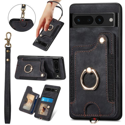 Retro Skin-feel Ring Multi-card Wallet Phone Case, For Google Pixel 11 Pro XL, For Google Pixel 11, For Google Pixel 11 Pro, For Google Pixel 10 Pro XL, For Google Pixel 9a, For Google Pixel 9 Pro XL, For Google Pixel 8a, For Google Pixel 8 Pro        ...