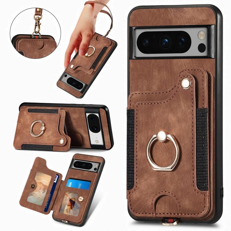 Retro Skin-feel Ring Multi-card Wallet Phone Case, For Google Pixel 11 Pro XL, For Google Pixel 11, For Google Pixel 11 Pro, For Google Pixel 10 Pro XL, For Google Pixel 9a, For Google Pixel 9 Pro XL, For Google Pixel 8a, For Google Pixel 8 Pro        ...