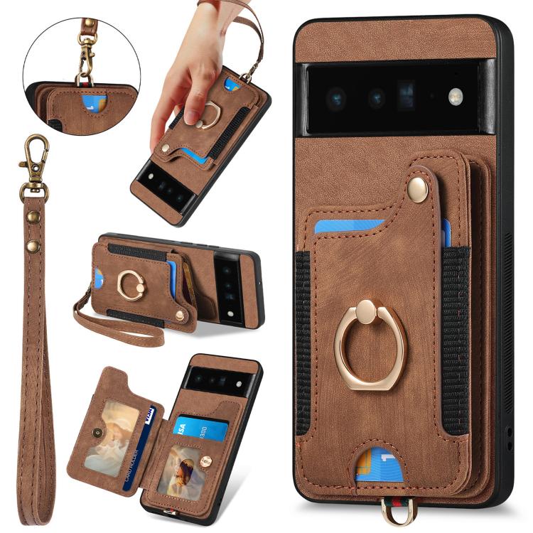 Retro Skin-feel Ring Multi-card Wallet Phone Case, For Google Pixel 11 Pro XL, For Google Pixel 11, For Google Pixel 11 Pro, For Google Pixel 10 Pro XL, For Google Pixel 9a, For Google Pixel 9 Pro XL, For Google Pixel 8a, For Google Pixel 8 Pro        ...