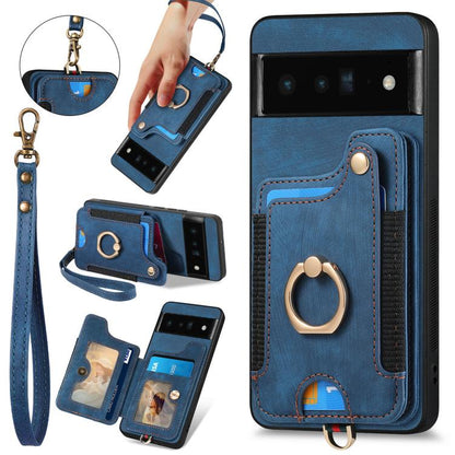 Retro Skin-feel Ring Multi-card Wallet Phone Case, For Google Pixel 11 Pro XL, For Google Pixel 11, For Google Pixel 11 Pro, For Google Pixel 10 Pro XL, For Google Pixel 9a, For Google Pixel 9 Pro XL, For Google Pixel 8a, For Google Pixel 8 Pro        ...