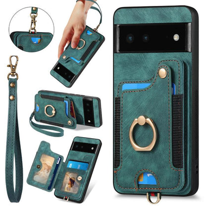 Retro Skin-feel Ring Multi-card Wallet Phone Case, For Google Pixel 11 Pro XL, For Google Pixel 11, For Google Pixel 11 Pro, For Google Pixel 10 Pro XL, For Google Pixel 9a, For Google Pixel 9 Pro XL, For Google Pixel 8a, For Google Pixel 8 Pro        ...